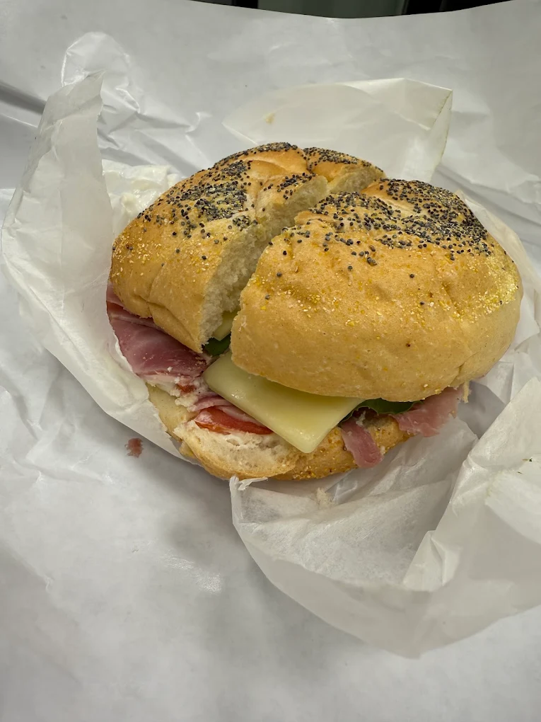 BLT on a poppy seed bagel