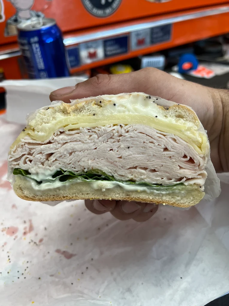 Turkey sandwich on a fresh bagel